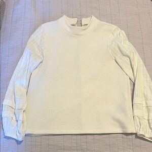 Madewell Ivory Textured Long Sleeve Blouse